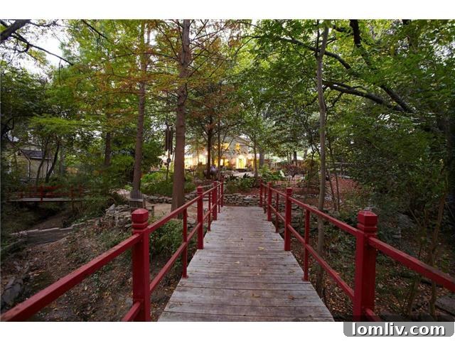 Charming Red Bridge Leading to Private Estate
