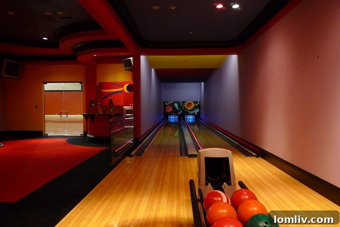 Private multi-lane bowling alley for entertainment