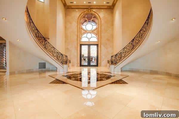 Impressive entrance foyer of the celebrity mansion