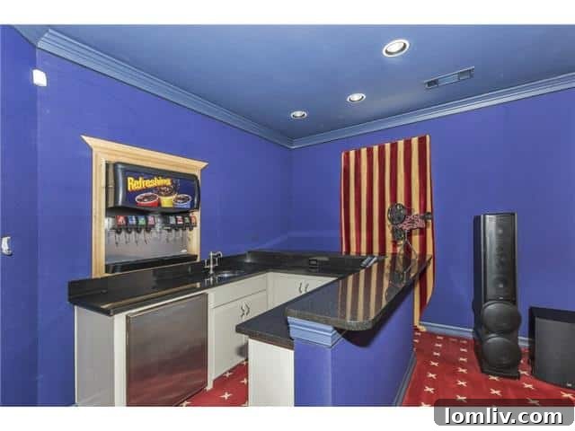 Media room bar, perfect for entertaining guests.