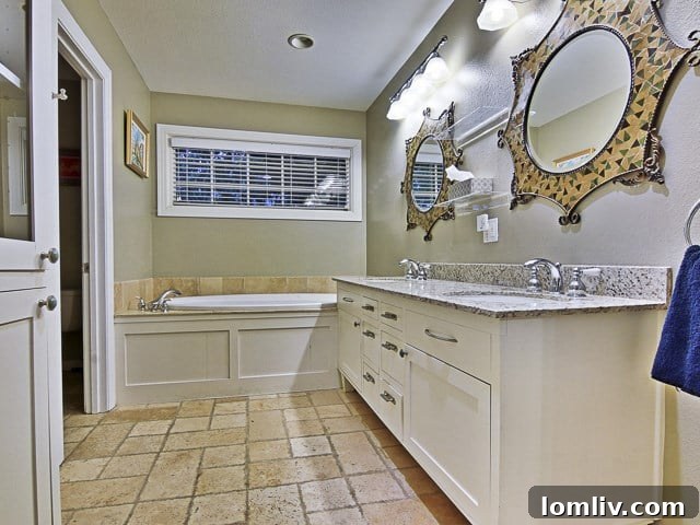 6426 Westlake Master Bath Detail - Separate Shower and Unique Mirror