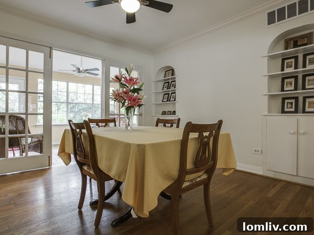 Seeking East Dallas Midcentury Original Hardwoods This Christmas 4 Interior living space with gleaming original hardwoods and charming built-in shelves at 1422 Tranquilla Dr