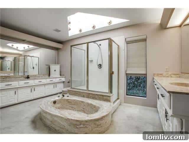 Master bathroom featuring a unique retro jacuzzi tub