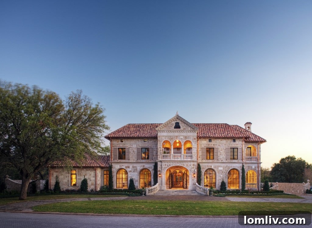 Exterior view of the Luxe Magazine Showcase Home in Preston Hollow, designed by Debra Owens, showcasing modern luxury architecture and meticulous landscaping