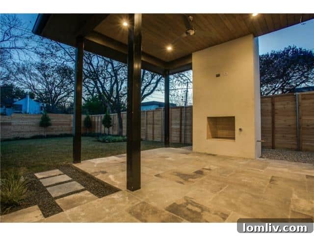 Covered Patio with Outdoor Fireplace