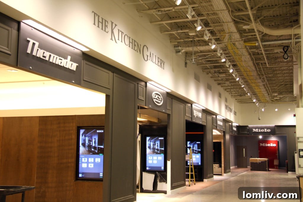 The Kitchen Gallery showcasing premium appliances from brands like Thermador and Miele.