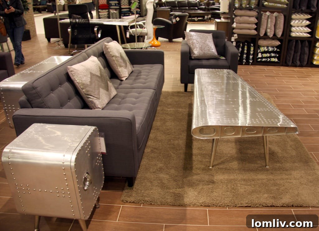 Unique Riveted Furniture Collection Including an Airplane Wing Desk