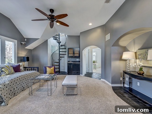 Inviting family room or den on an upper floor, perfect for relaxation and casual gatherings