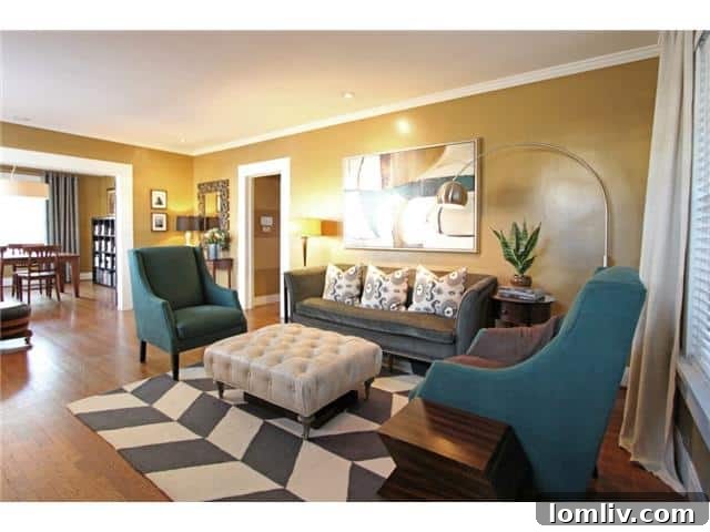 Elegant Living Room with Feature Fireplace and Hardwood Floors
