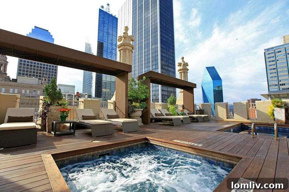 Rooftop spa and lounge area at Kirby Residences on Main.