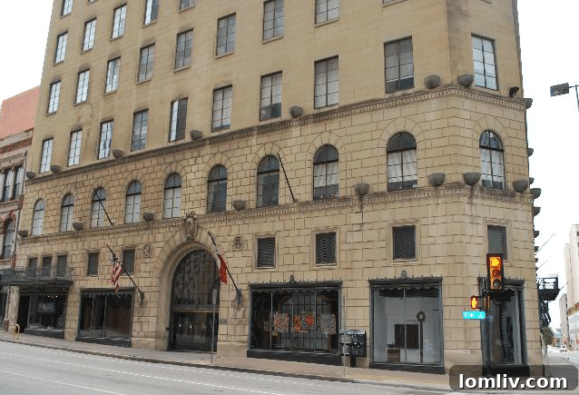 Exterior view of the historic 1900 Elm building in Dallas.