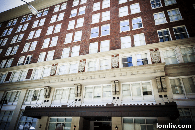 Exterior view of the historic Interurban Building in Downtown Dallas.