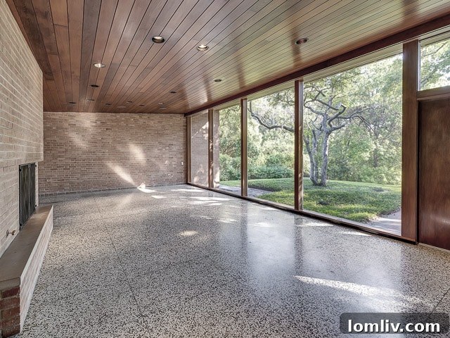 3860 Bellaire Circle Fireplace and Windows - Fort Worth Midcentury Modern Home