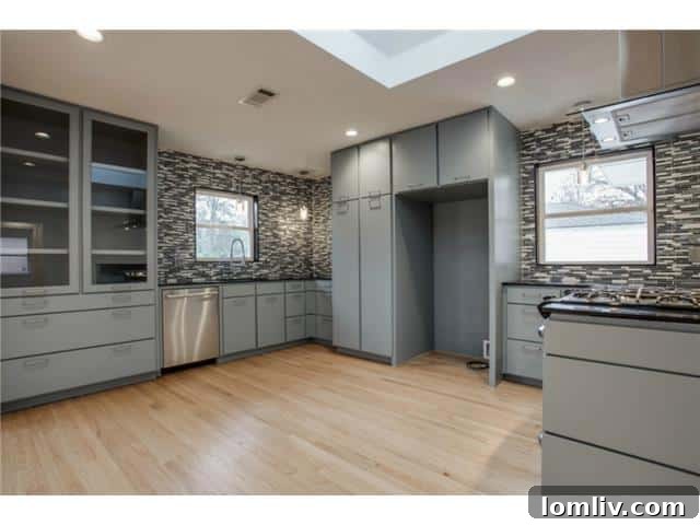 Contemporary Kitchen with Slate Blue Cabinetry
