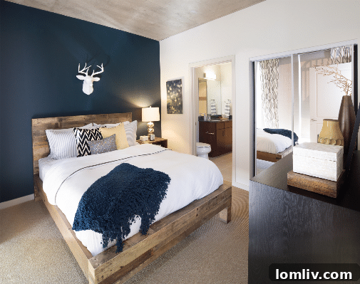 SkyHouse Dallas elegant bedroom interior with large window
