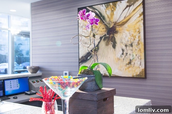 Front Desk at SkyHouse Dallas featuring modern design