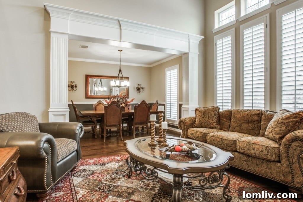A dining area seamlessly connected to the kitchen, ideal for family meals and formal gatherings.