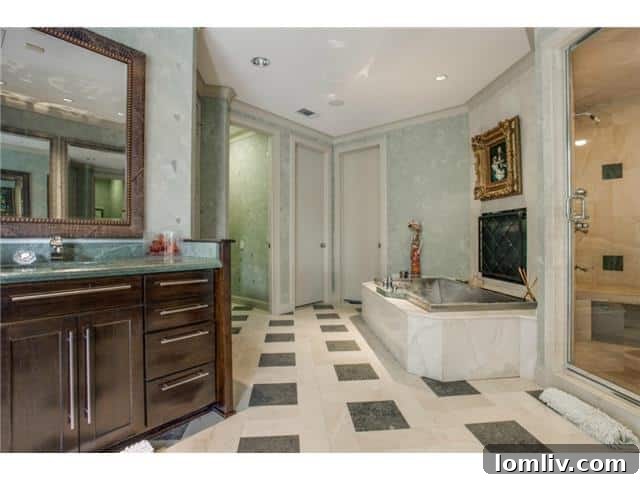 Stunning Stainless Silver Soak Tub in Master Bath