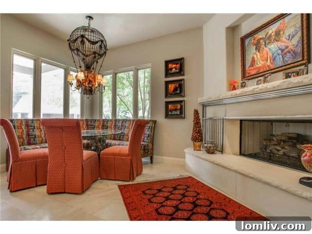 Cozy Breakfast Nook with Fireplace