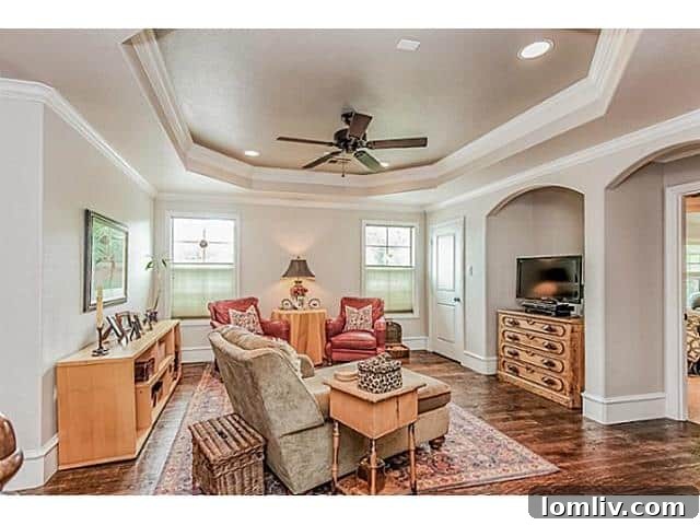 Cozy family room at 5502 Longview, designed for comfort and connectivity.