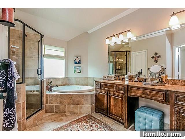 Luxurious master bathroom at 5502 Longview, featuring modern fixtures and elegant design.