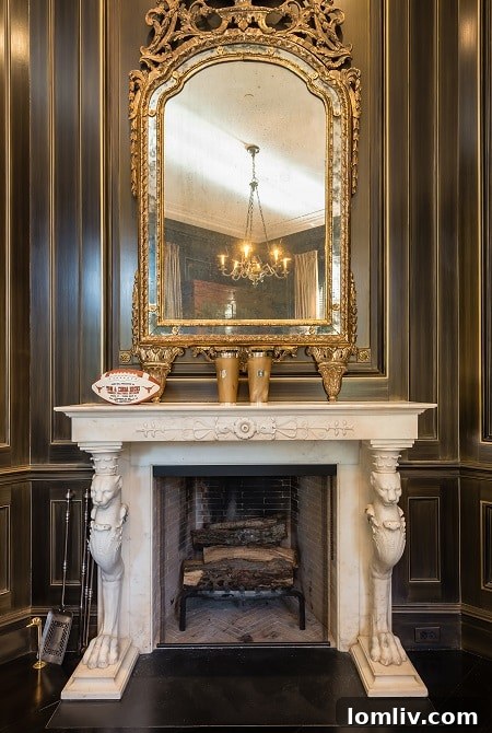 Hicks-Main-House-Fireplace-in-Office - The distinguished fireplace in the office of the Hicks Main House.