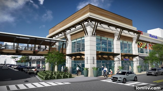 Preston Center Pavilion corner perspective, suggesting space for a large supermarket