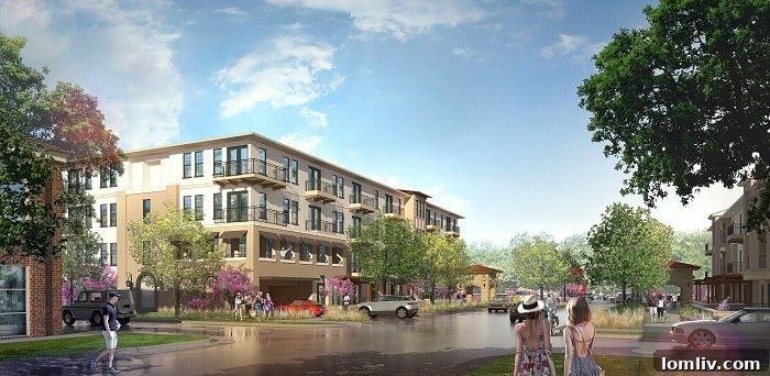 Transwestern's Preston Northwest Highway Return Focuses on Lower Density and Community Engagement 3 Proposed apartments, view looking west on Averill Way from The Seville - Transwestern Dallas Development
