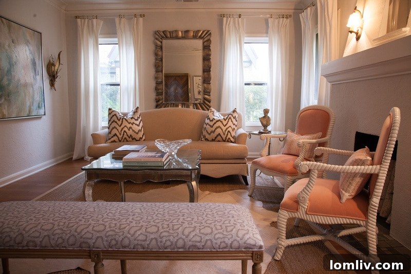 Interior designer Emily Larkin highlights her eclectic style, featuring a blend of different periods and a passion for unique chairs in her Hollywood Heights home.