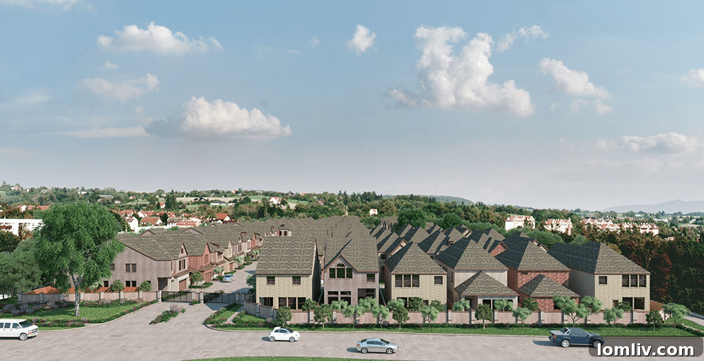 Exteriors of a modern single-family home in the Villas of Lake Highlands, showcasing contemporary architecture.