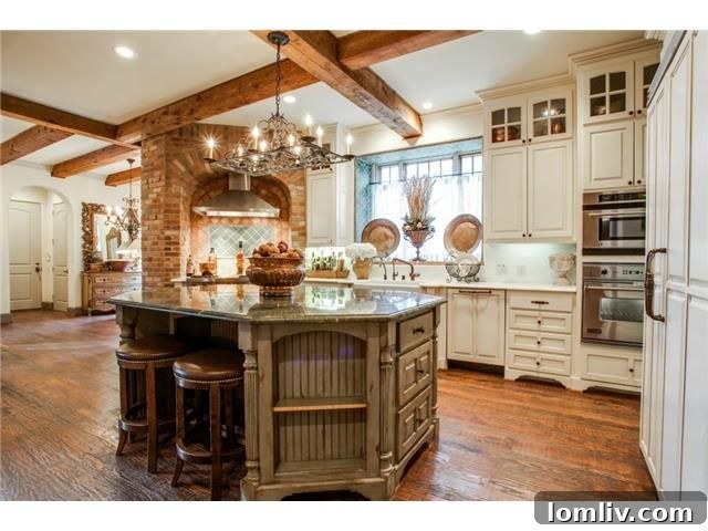Unique Green Marble Kitchen Island in Dallas Home