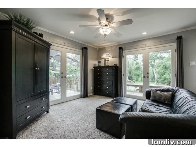 2225 Stevens Woods Master Bedroom with French Doors to Pool
