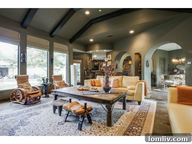 Spacious Family Room with Vaulted Ceilings and Backyard Views