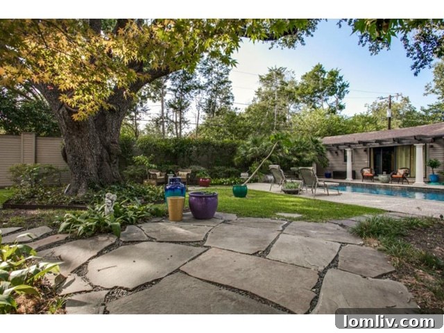 Lush, Treed Backyard and Pool Area at 6701 Inwood