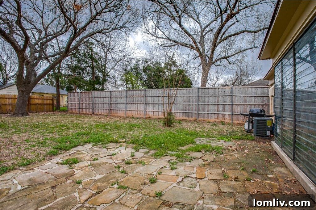 Flagstone Patio and Fenced Backyard