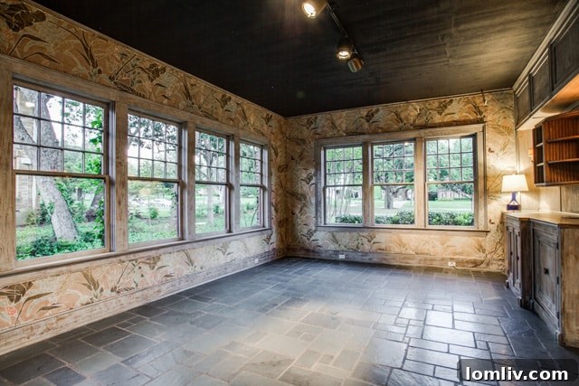 The sun-drenched solar room at 5803 Swiss Avenue, an ideal space for a vibrant family room