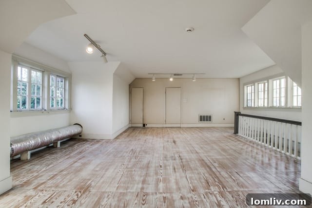 Partially finished attic studio with full bath at 5803 Swiss Avenue, offering versatile living or creative space