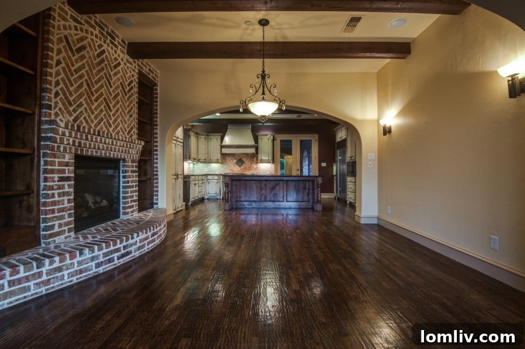 Formal Dining Room with Fireplace and Built-in Shelving, Allen TX