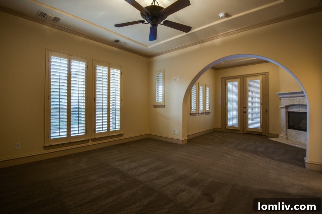 Luxury Master Bedroom with Cast-Stone Fireplace, Allen TX
