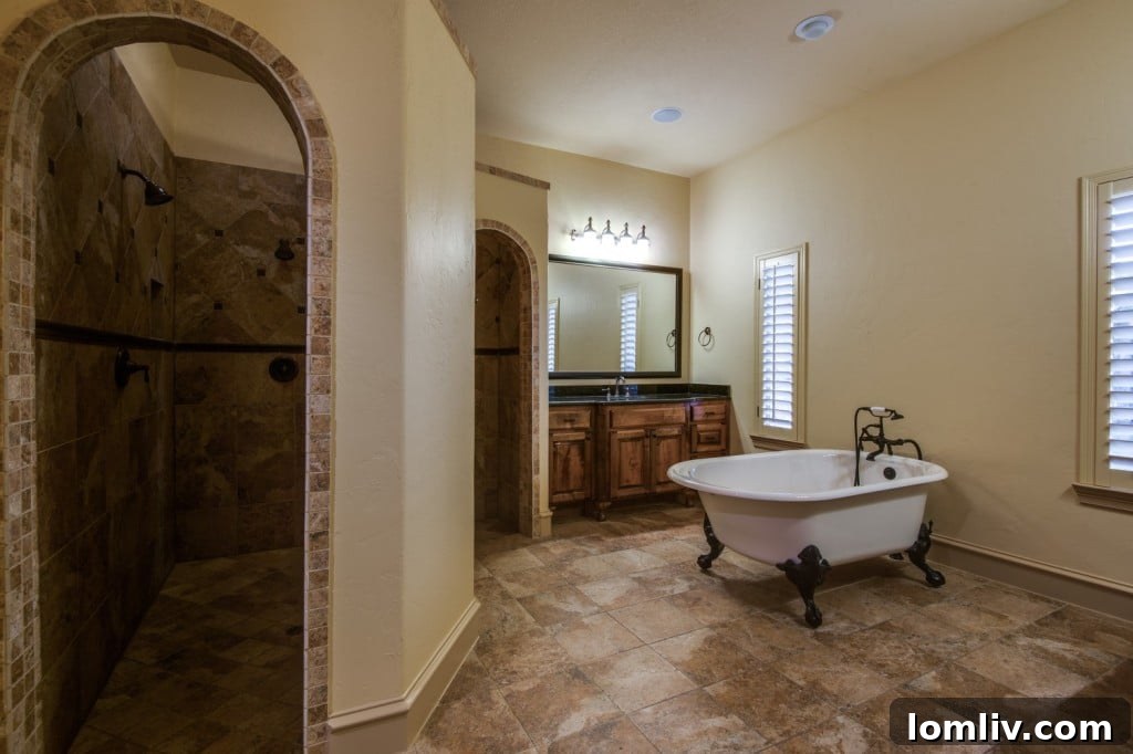 Dual Vanities and Built-in Storage in Spa-like Master Bath, Allen Home