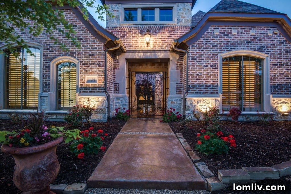 Grand Entrance Courtyard of a Luxury Allen TX Home - 904 Thornbury Ct