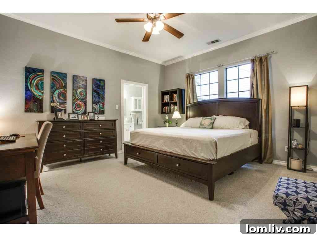 Serene master bedroom, offering a peaceful retreat with ample space and natural light.