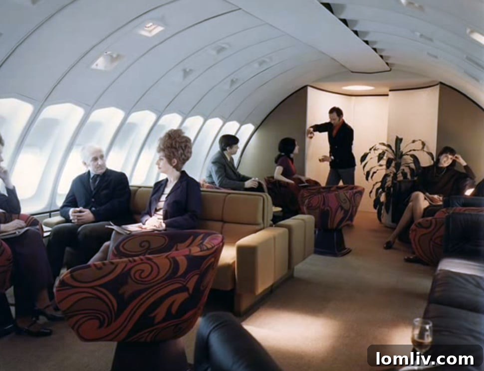 Vintage image of a luxurious airline lounge
