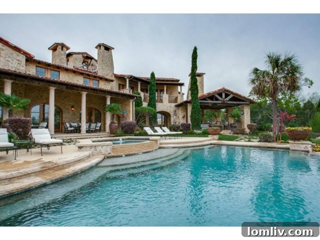 Stunning infinity pool seamlessly blending with White Rock Lake, Dallas