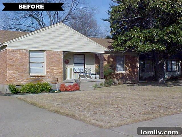 Before and after exterior view of the renovated midcentury home at 10229 Lynford Drive