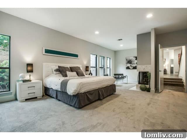 Soft Contemporary Perfection: Your Ultimate Escape from the Suburbs 13 Luxurious Downstairs Master Bedroom with Sitting Area