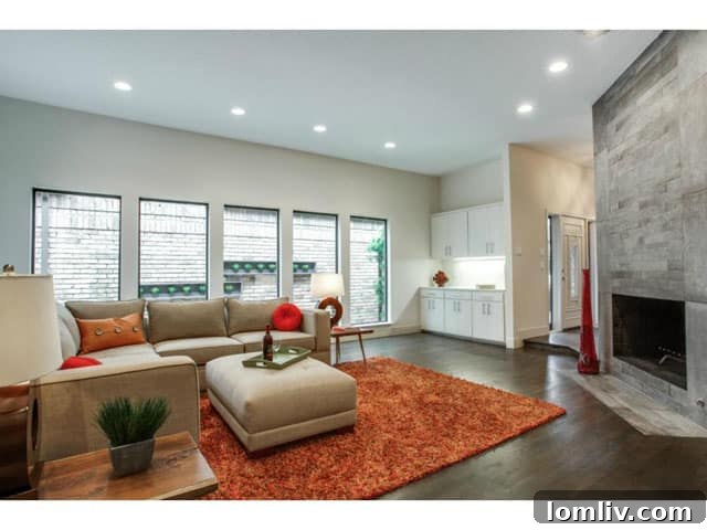 Elegant Living Room with Fireplace and Contemporary Design
