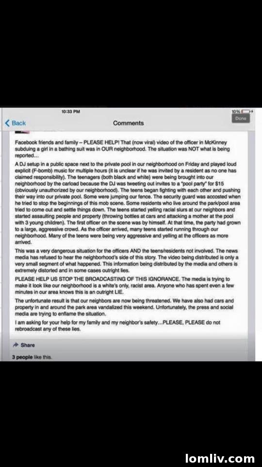 McKinney Texas Private Pool Party A Scandal Rocks Americas Best Place 4 McKinney Police Pool Party Incident - Resident Facebook Post