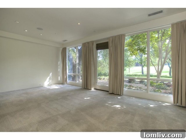 Spacious master bedroom with stunning golf course views at 6224 Indian Creek Drive, Westover Hills, Fort Worth.