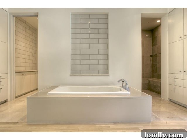 Detail of the sophisticated master bath with custom built-ins and high-end finishes, reflecting luxury.